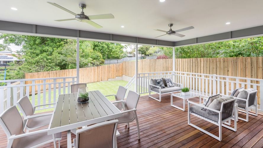 Spotted
  Gum deck with outdoor furniture.