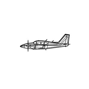 Ignite Laser Piper Aztec 1973 - Twin-Engine Light Aircraft Silhouette Metal Wall Art Coated Black 23.6 inch - 60 cm