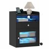 Advwin Bedside Table Acrylic Door With with Charging Station & LED Light, Black