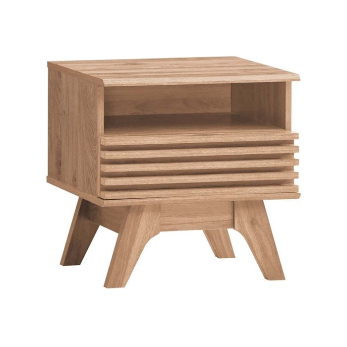 Design Square Karyn Wooden Open Shelf Nightstand Side Bedside Table W/ 1-Drawer - Oak