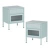 Familand Set of 2 Steel Side End Table Bedside Tables nightstand with Storage Drawer in Mint Green