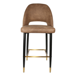Durafurn 750mm High Mocha Fabric Semifreddo Stool with Black Metal Legs