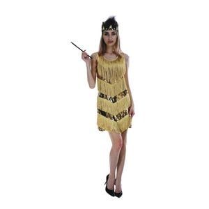 Charleston Sequin Flapper Fringe Costume Tassel Party Fancy Dress 20s 30s Gold
