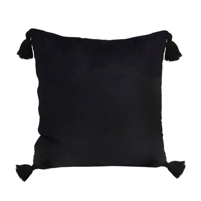 SOGA 45CM Black Vintage Butterfly Velvet Throw Pillow with Tassels