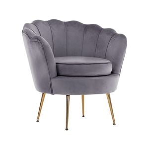 La Bella Shell Scallop Grey Armchair Lounge Chair Accent Velvet