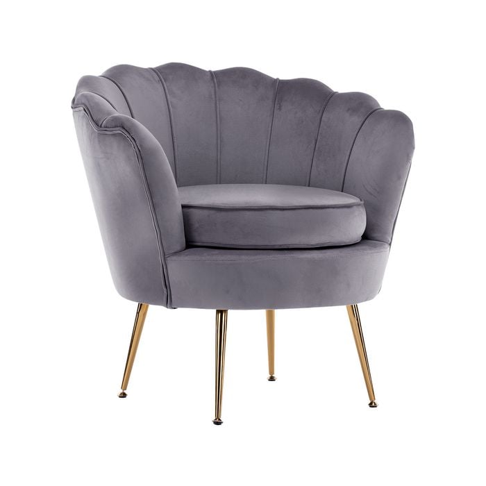 La Bella Shell Scallop Grey Armchair Lounge Chair Accent Velvet
