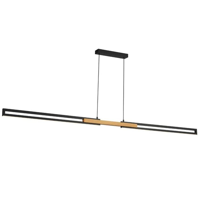 Telbix Thorin Contemporary Pendant Hanging Lamp Light Metal Wood Black Oak Sand