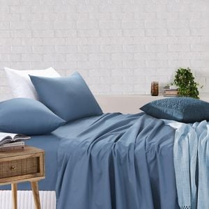 Amsons Sheet Set - King Fitted & Flat Sheet With Pillowcases - Marine