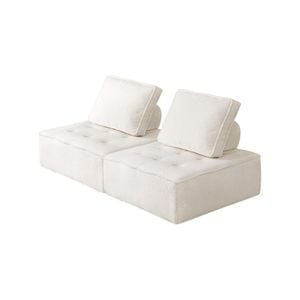 Oikiture 2PC Modular Sofa Adjustable Back Sherpa White