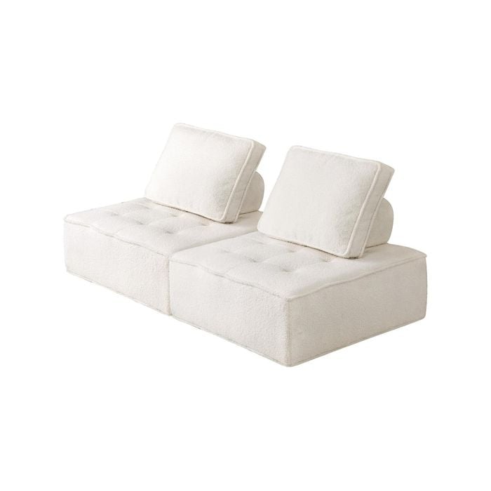 Oikiture 2PC Modular Sofa Adjustable Back Sherpa White