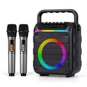 Alpha Portable Karaoke Machine With 2 Wireless Microphones Bluetooth 5.3