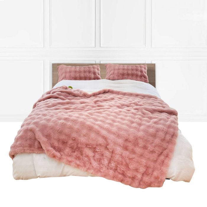 SOGA 200cm Pink Fur Throw Blanket