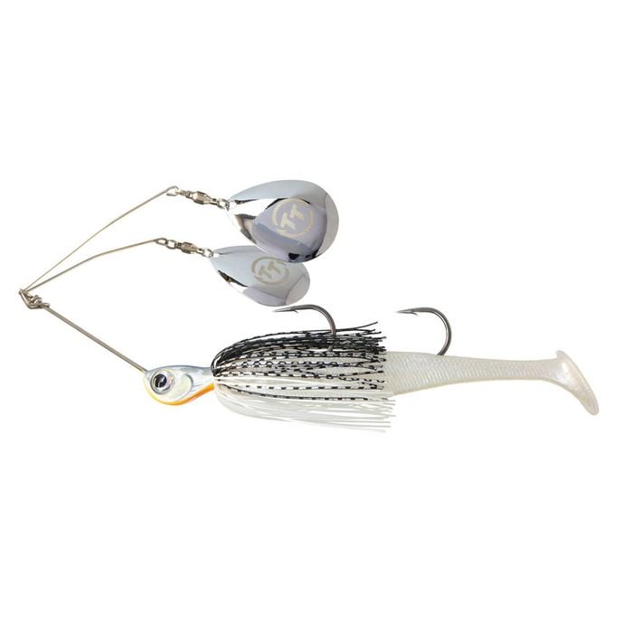 TT Lures 3/4oz Tornado+ Twin Spin Rigged Spinnerbait Lure - WHITE NIGHT