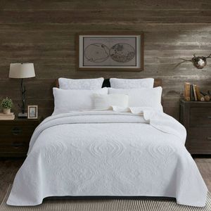 100% Cotton Coverlet Set Damask White 230 x 250 cm Queen