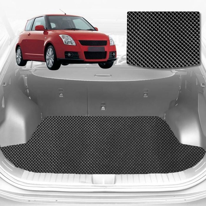 6D Diamond Car Boot Mat for Suzuki Swift Sport RS, FZ2005-2012-Hatch-Cargo Mat-Black-Outback GT