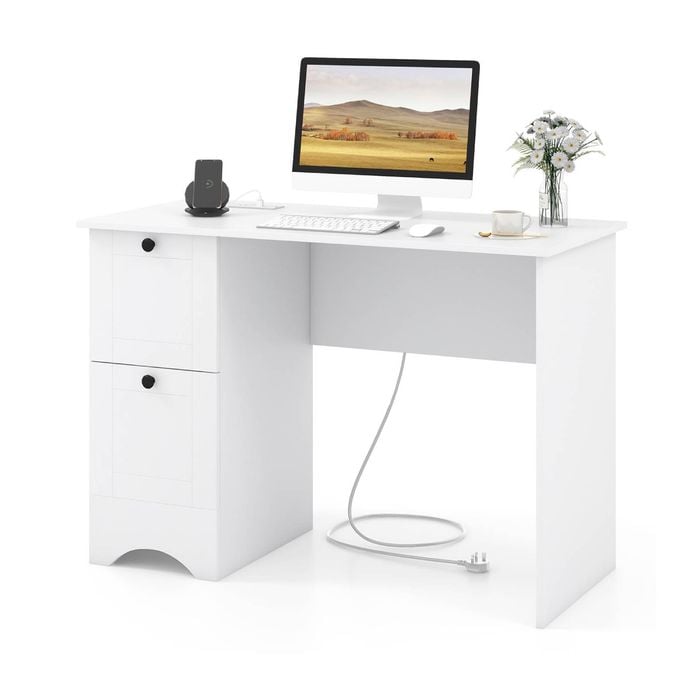 Costway Study Writing Workstation Laptop Table Computer Desk White