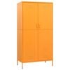 vidaXL Wardrobe Mustard Yellow Steel Storage Clothing Cabinet Hanger Furniture