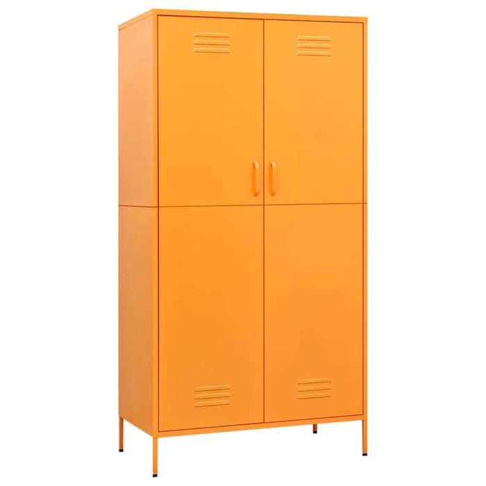 vidaXL Wardrobe Mustard Yellow Steel Storage Clothing Cabinet Hanger Furniture