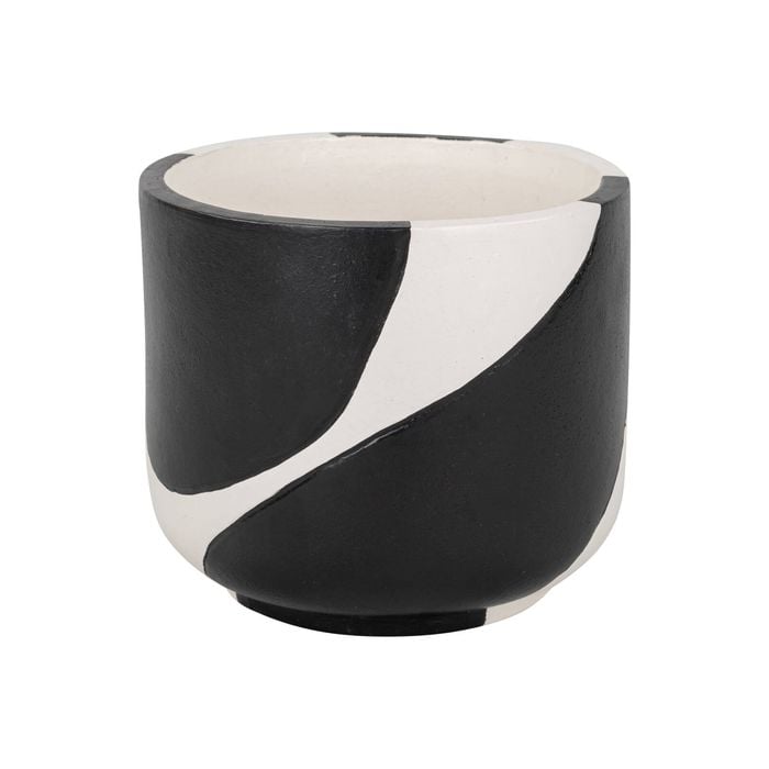Astin Sinclair 180mm x 160mm Abstract Black Painted Pot