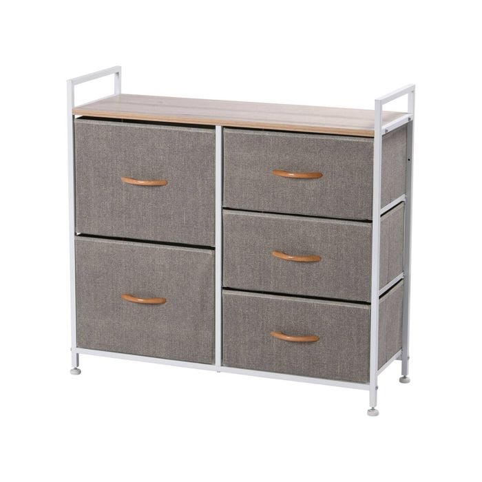 Sherwood Luna 5 Chest Of Drawers Lowboy Dresser Storage Wooden Desk Cream
