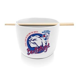 Afl Noodle Bowl With Chopsticks - Western Bulldogs - Ceramic - 490ml Capacity
