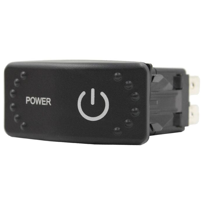 Switch Boss Dual Blue LED Laser Etched Rocker Switch (Horizontal) - Power