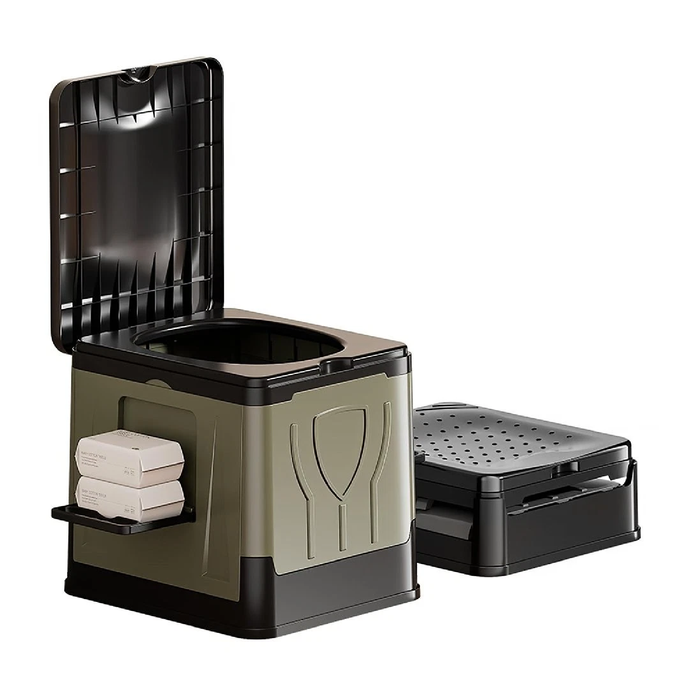 Provecta Outdoor Portable Folding Toilet 30L Camping Potty Bucket Seat Travel Caravan Boat Emergency Toilet Green AU