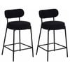 Ufurniture Bar Stools Set Of 2, 92cm Counter Height Bar Chair With Back And Metal Footrest for Kitchen Island Bar Black
