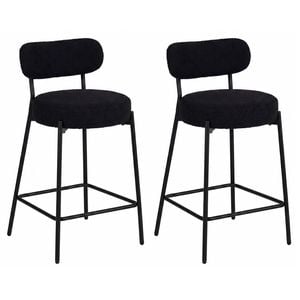 Ufurniture Bar Stools Set Of 2, 92cm Counter Height Bar Chair With Back And Metal Footrest for Kitchen Island Bar Black