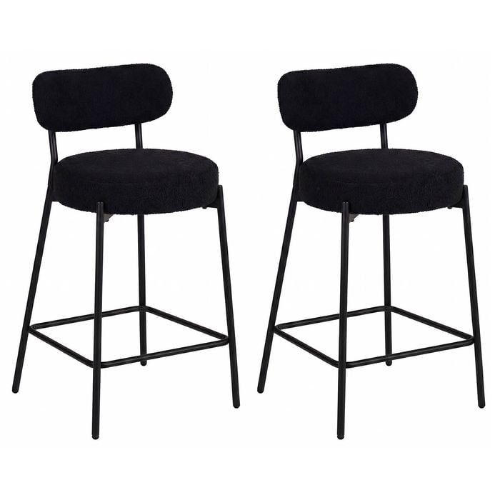 Ufurniture Bar Stools Set Of 2, 92cm Counter Height Bar Chair With Back And Metal Footrest for Kitchen Island Bar Black