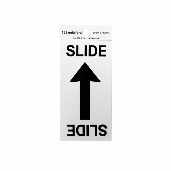 Sandleford 100 x 50mm Slide Arrow Symbol Silver Self Adhesive Sign