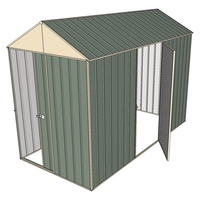 Build-a-Shed 1.5 x 3.0 x 2.3m Front Gable Dual Door Narrow Shed - Green