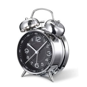 Catzon Twin Bell Alarm Clock With Backlight Non-ticking Loud-black