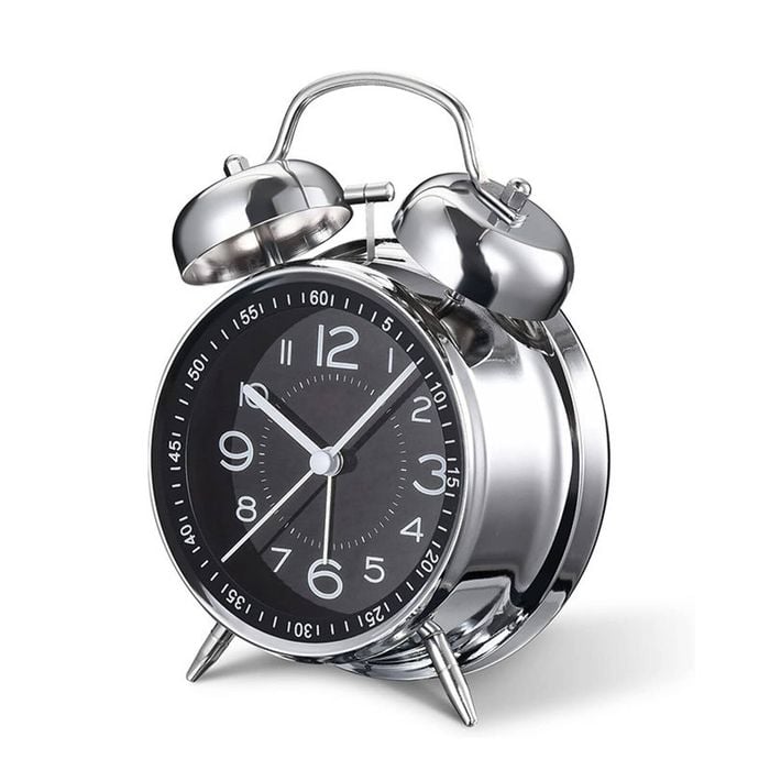 Catzon Twin Bell Alarm Clock With Backlight Non-ticking Loud-black
