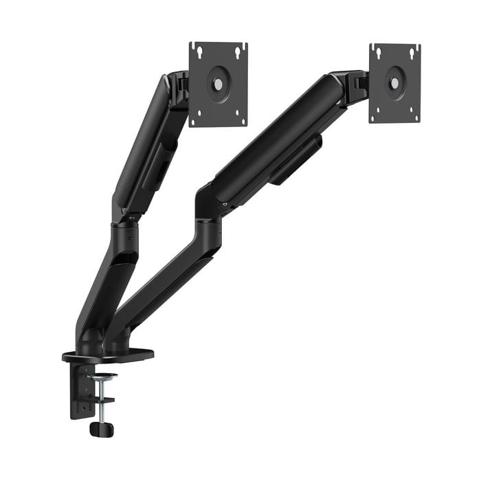 Gas Spring Dual Screen Monitor Arm for 17-32" Displays Screen Holder VESA Mount in Matte Black - Monitor Arm