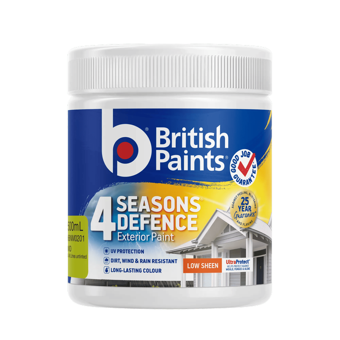 British Paints 4 Seasons Defence 500ml Mid Base Low Sheen Exterior Paint