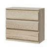 Oikiture 3 Chest of Drawers Lowboy Dresser Table Storage Cabinet Bedroom Natural