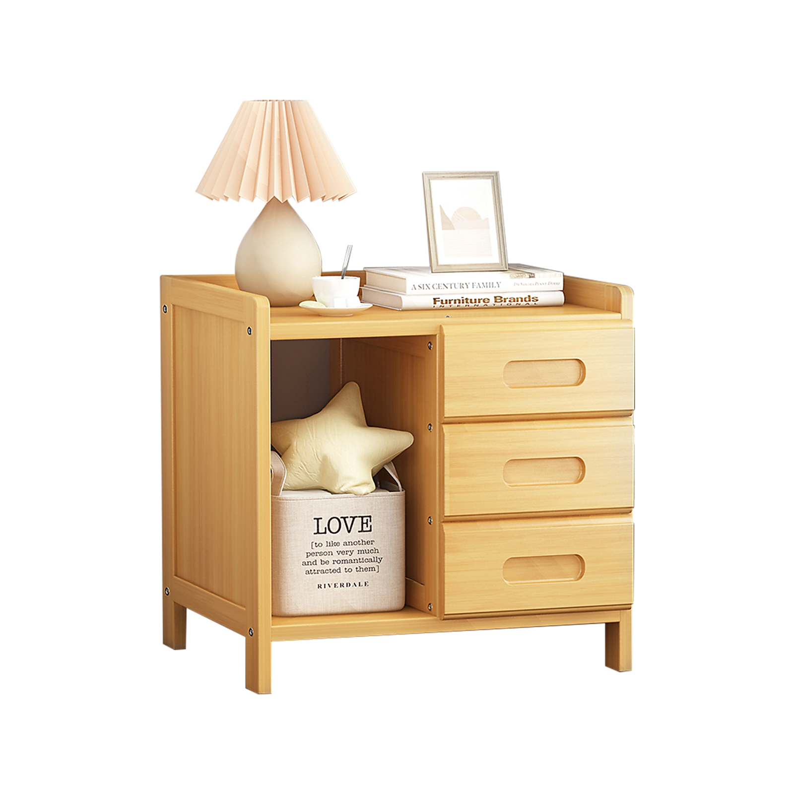 Bamboo Bedside Table Nightstand Storage