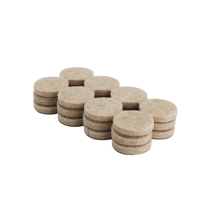 Surface Gard 19mm Beige Round Adhesive Felt Pads - 24 Pack