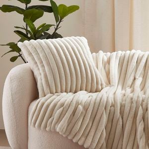 Dreamaker Chunky Embossed Fleece Cushion Natural - 50 X 50cm