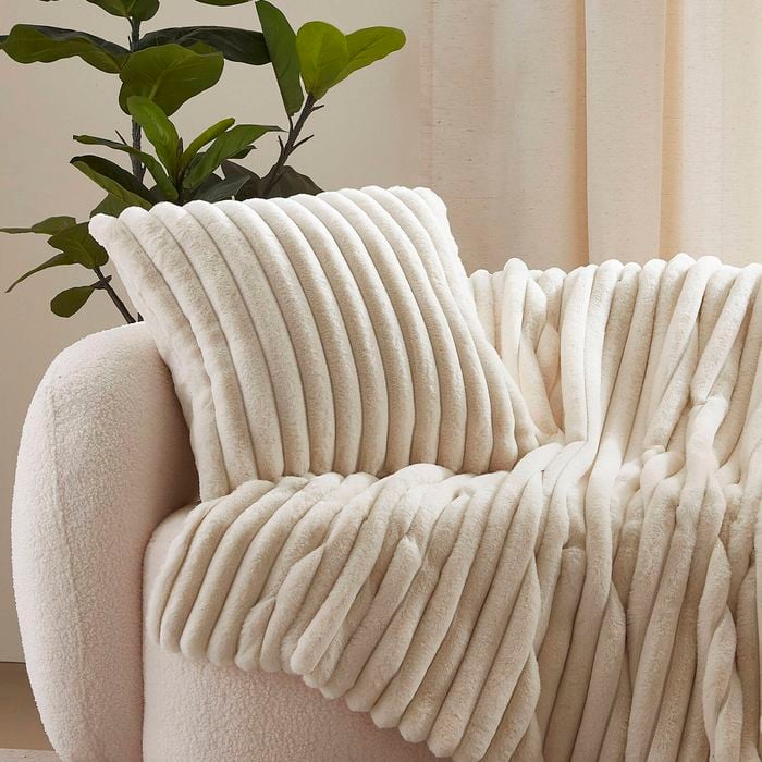 Dreamaker Chunky Embossed Fleece Cushion Natural - 50 X 50cm