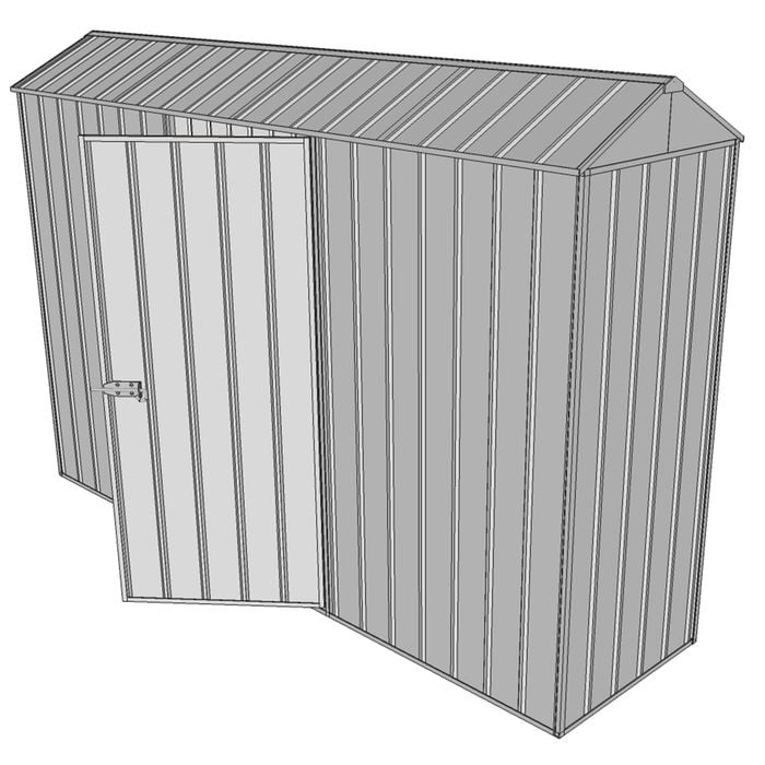Build-a-Shed 0.8 x 3 x 2.1m Gable Single Hinged Side Door Shed - Zinc
