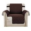 Smarcute 1 Seater Quilted Reversible Sofa Cover with Straps Brown