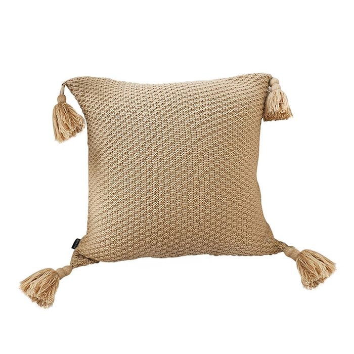 SOGA 50cm Light Brown Tassel Throw Pillow