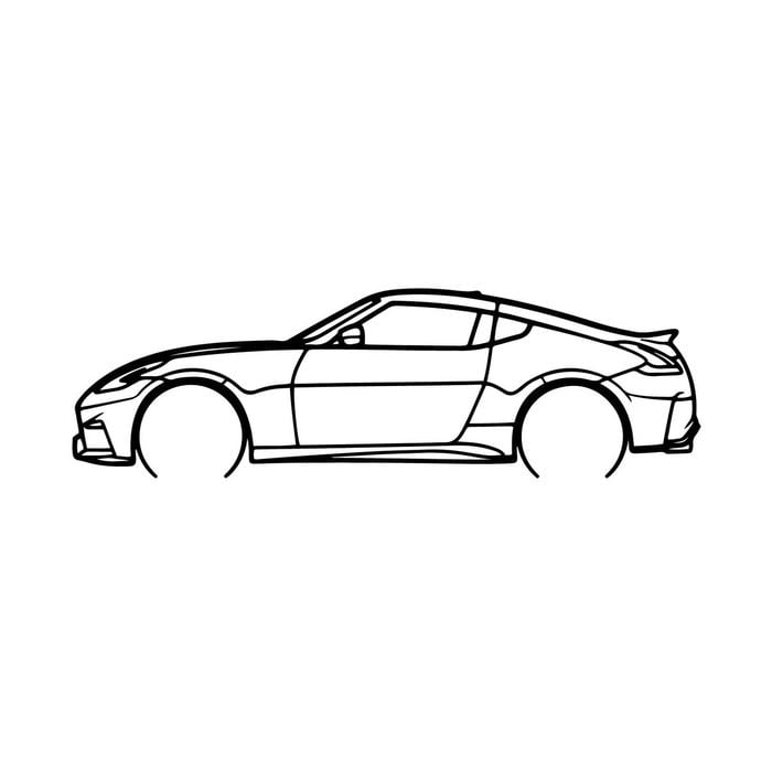 Ignite Laser Nissan 370Z Silhouette Metal Wall Art Coated Black 23.6inch/60cm