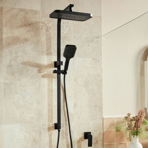 Modern bathroom interior featuring contemporary fixtures and finishes.