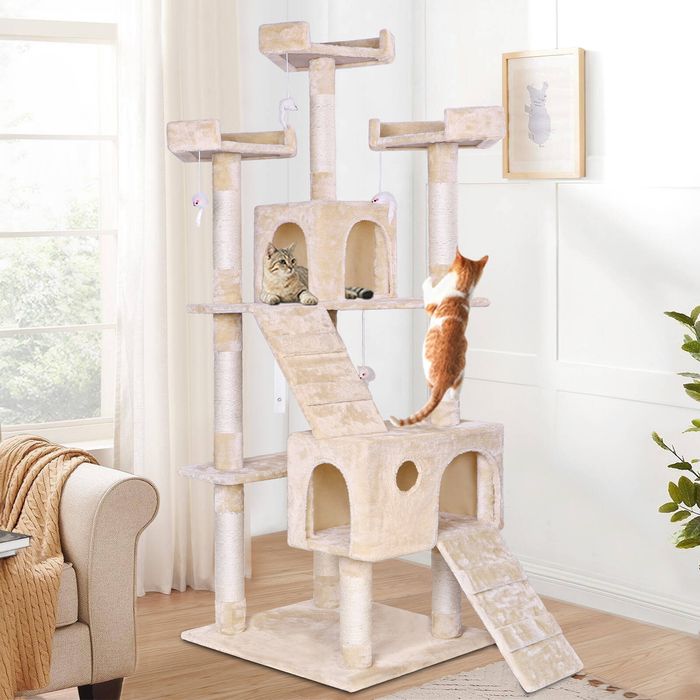 BEASTIE 180cm Cat Tree Tower Scratcher House Beige