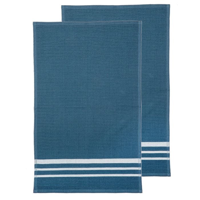 2PK Ladelle Terry Cotton 45x70cm Kitchen Towel Cleaning Dish Drying Cloth Blue
