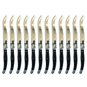 12pc Laguiole Silhouette 23.5cm Stainless Steel Cheese Knife - Black