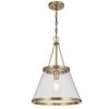 Telbix Olmont Industrial Pendant Hanging Lamp Light Metal Glass Gold Clear Satin